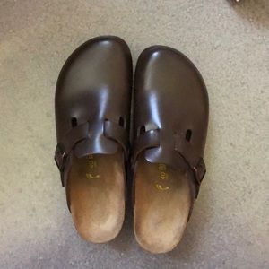 Brown smooth leather Birkenstock “Boston” clog